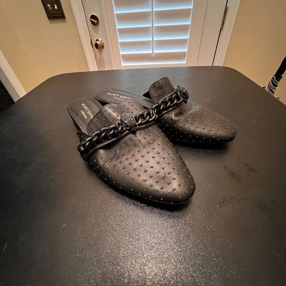 Kurt Geiger London black Chelsea studded leather flat mules - Picture 4 of 12